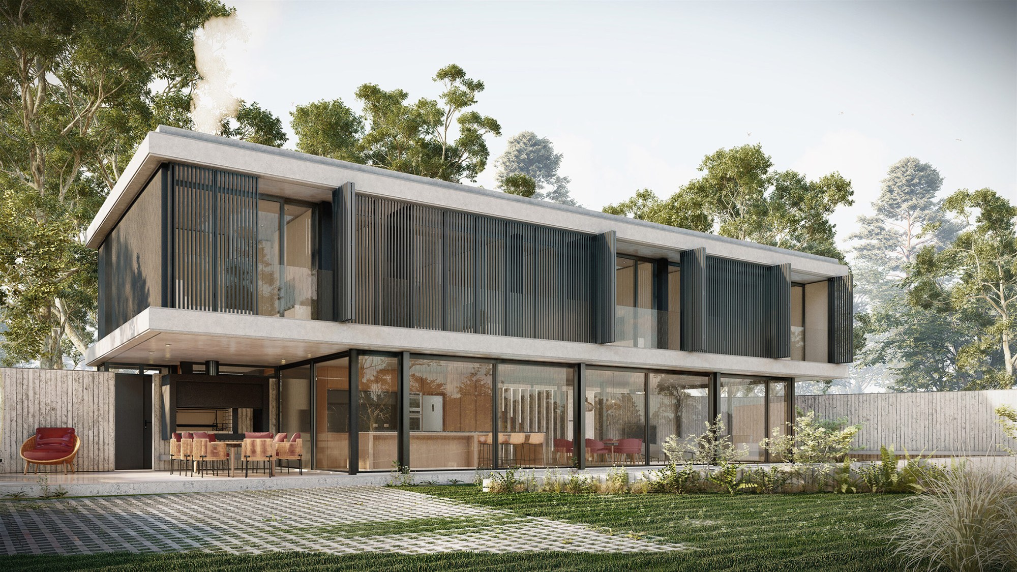 Render study with long horizontal composition.