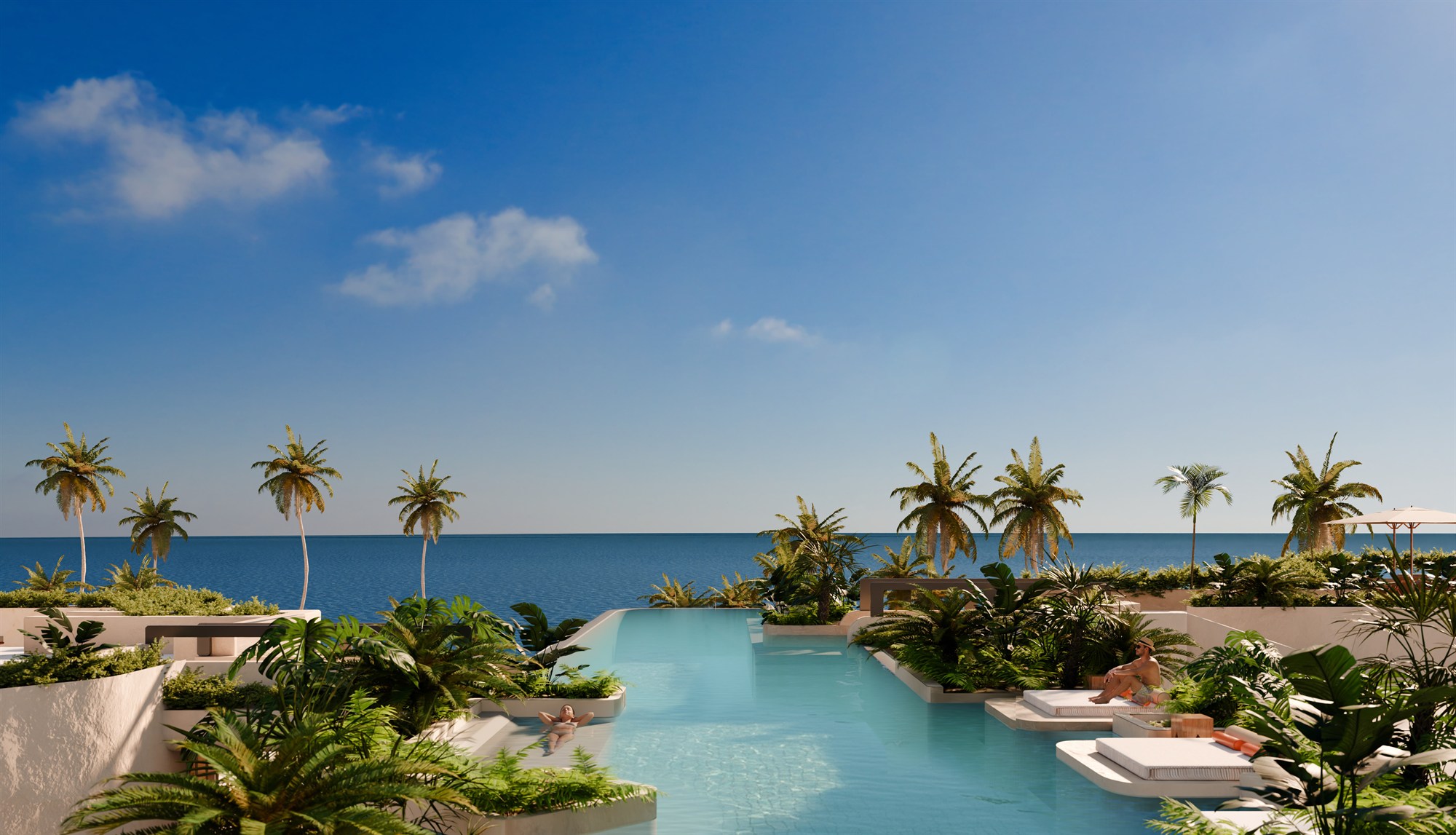 Residential exterior visualization with an open landscape foreground.